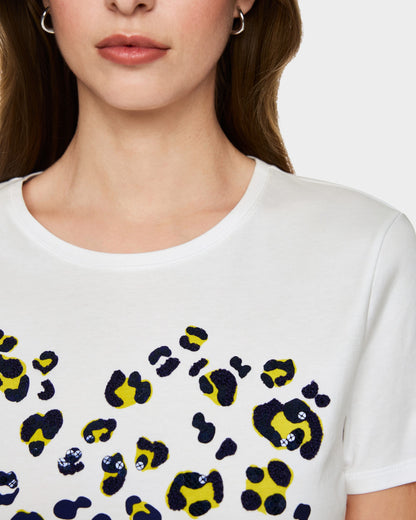 Leopard Print Graphic Tee - White