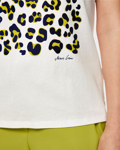 Leopard Print Graphic Tee - White
