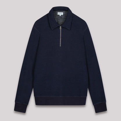 Polo Zipper Knit Sweater - Indigo