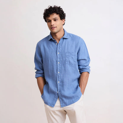 Paul 100% Linen Shirt - Nautic  Blue