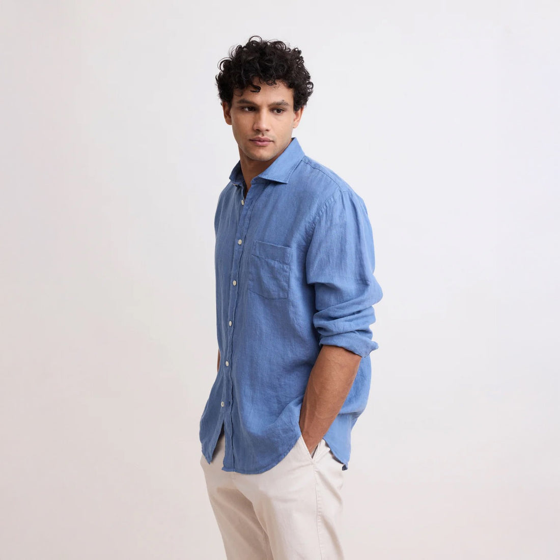 Paul 100% Linen Shirt - Nautic  Blue