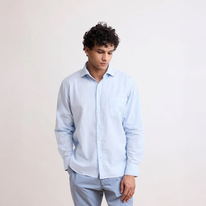 Paul 100% Linen Shirt - Pale Blue