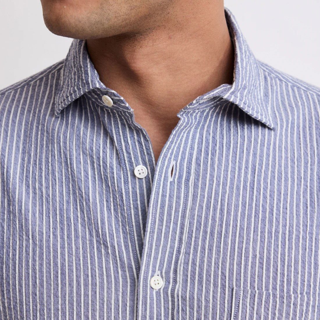 Paul Woven Cotton Striped Shirt - Navy &amp; White