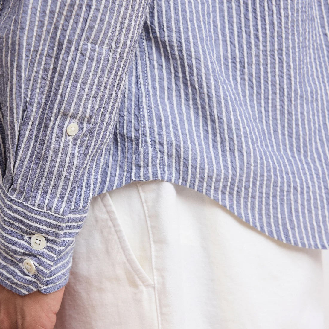 Paul Woven Cotton Striped Shirt - Navy &amp; White