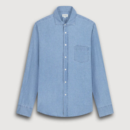 Paul Woven Chambray Shirt - Light Indigo