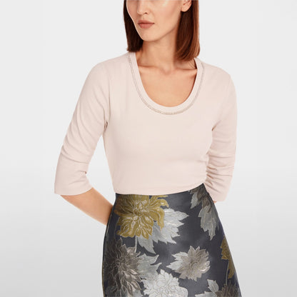 Beaded Trim T-Shirt - Taupe