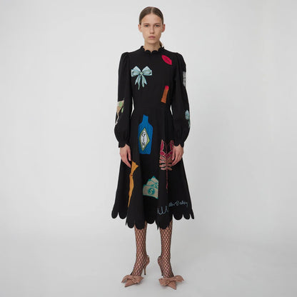 Bead Embellished Dress - Black