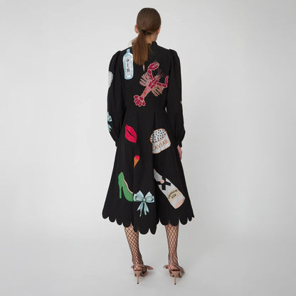 Bead Embellished Dress - Black