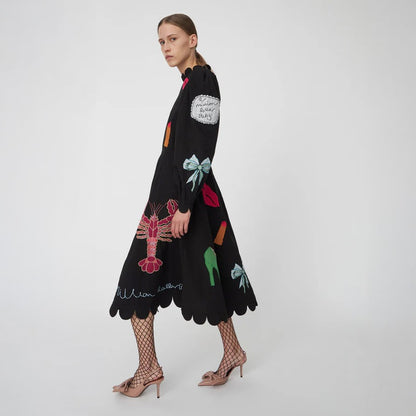 Bead Embellished Dress - Black