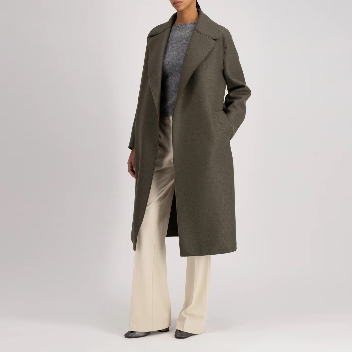 Harris wharf london belted wool coat clearance