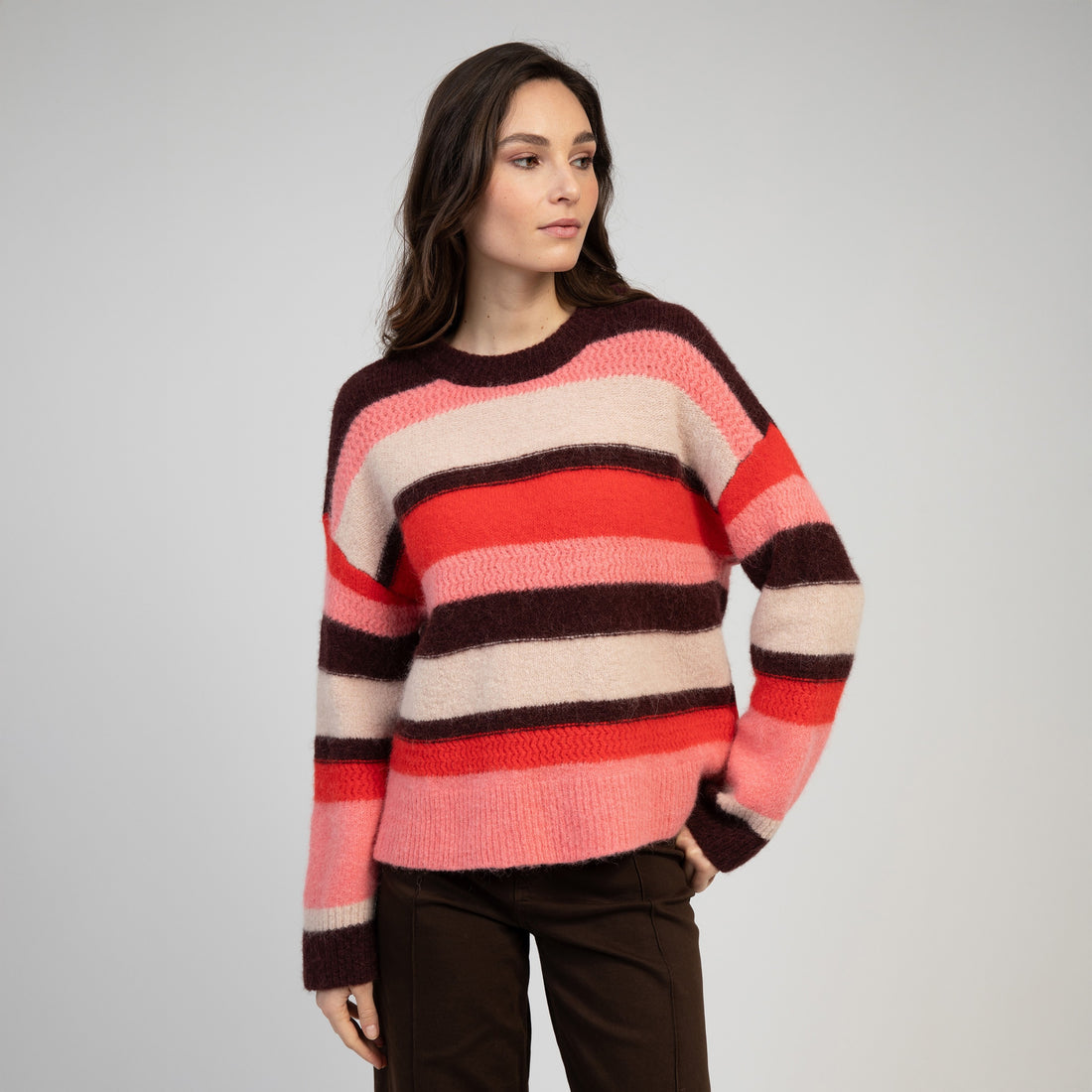 Bevian Stripe Knit - Coral