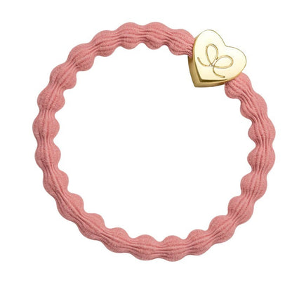 Gold Heart Hairband - Coral