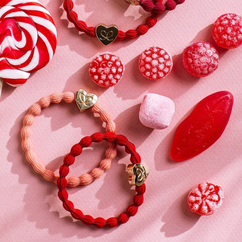 Gold Heart Hairband - Coral