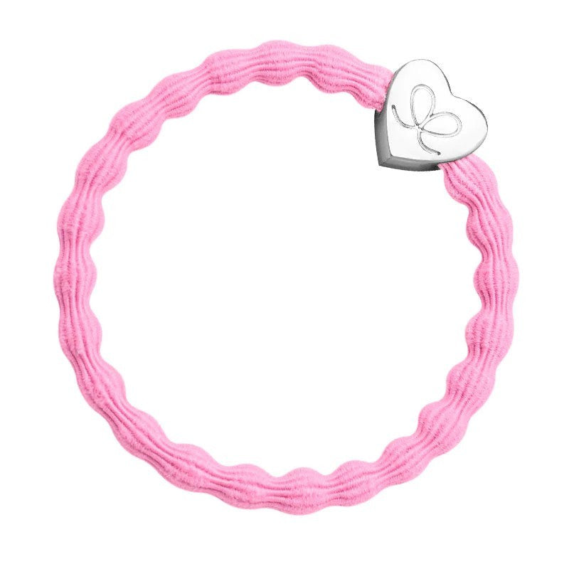 Silver Heart Hairband - Neon Pink