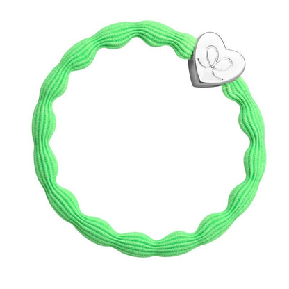 Silver Heart Hairband - Neon Lime Green