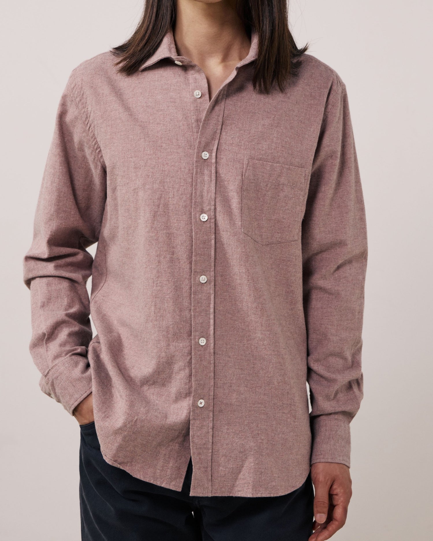 Paul Melange Flannel Shirt - Old Pink