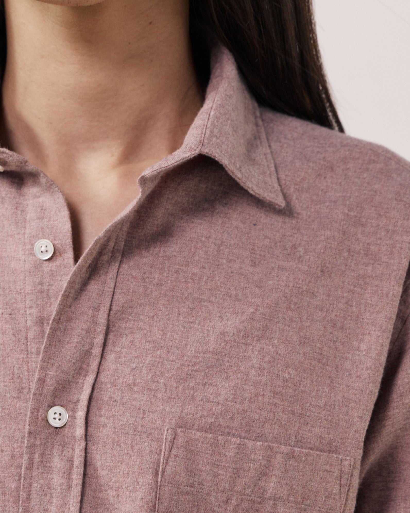 Paul Melange Flannel Shirt - Old Pink