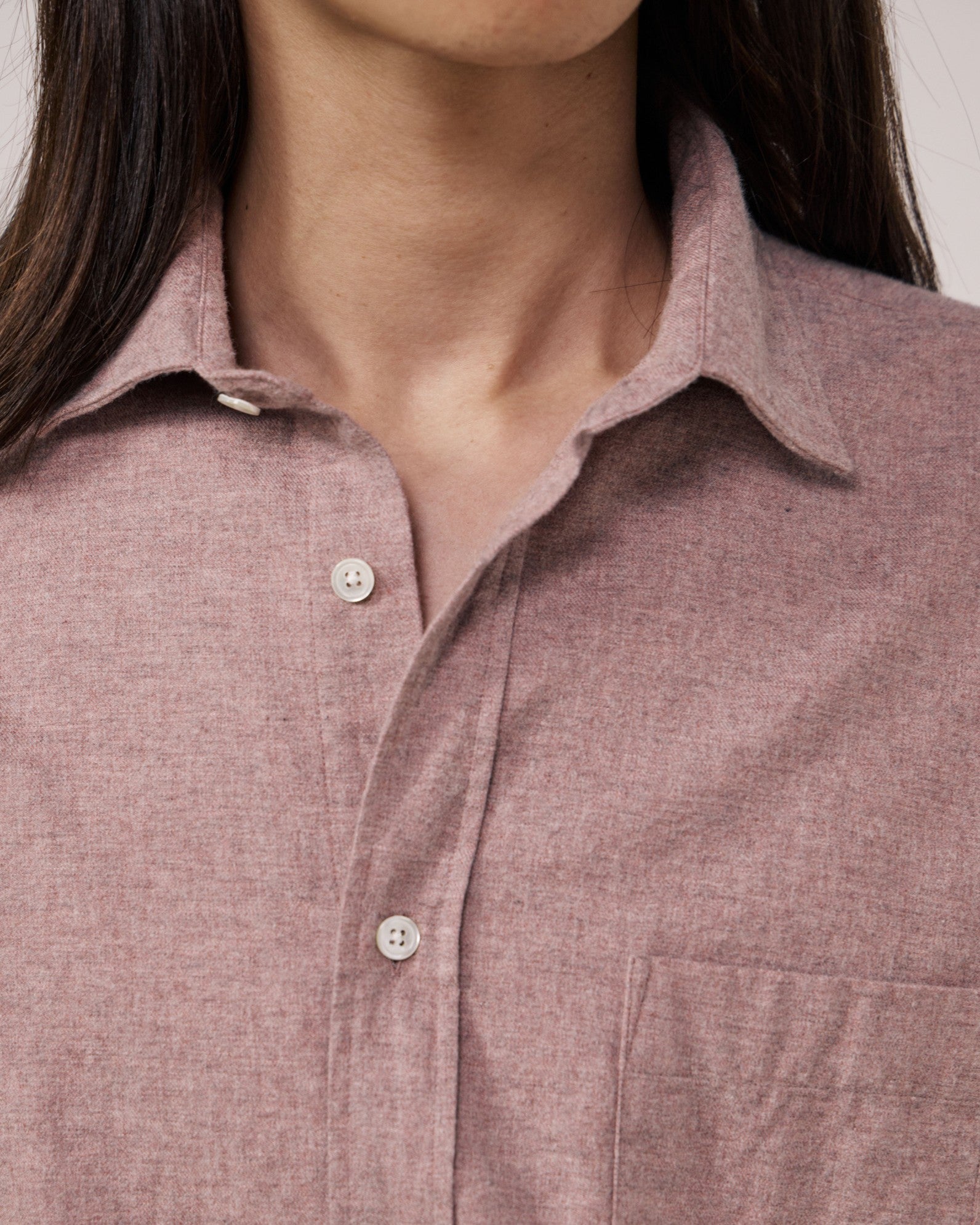 Paul Melange Flannel Shirt - Old Pink