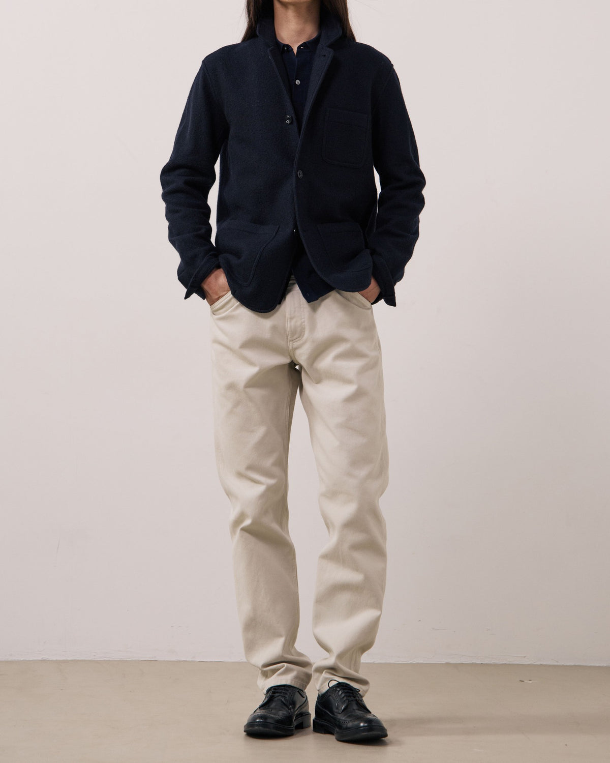 100% Wool Knitted Jacket - Navy