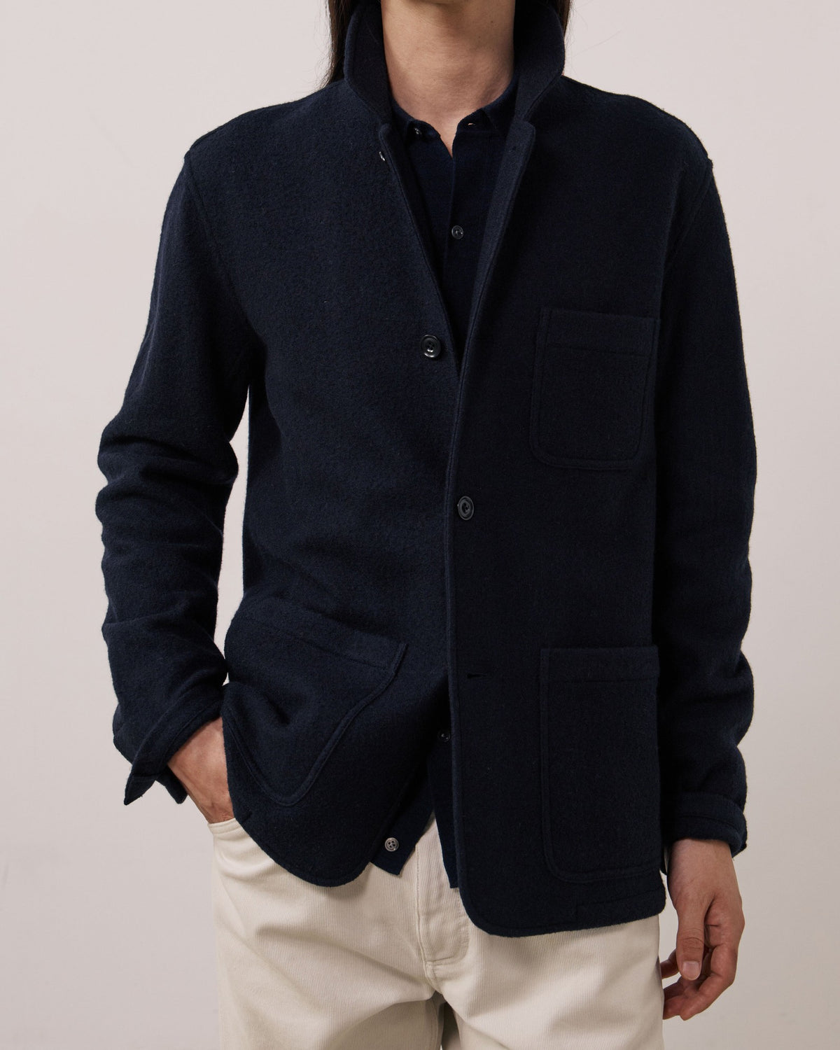 100% Wool Knitted Jacket - Navy