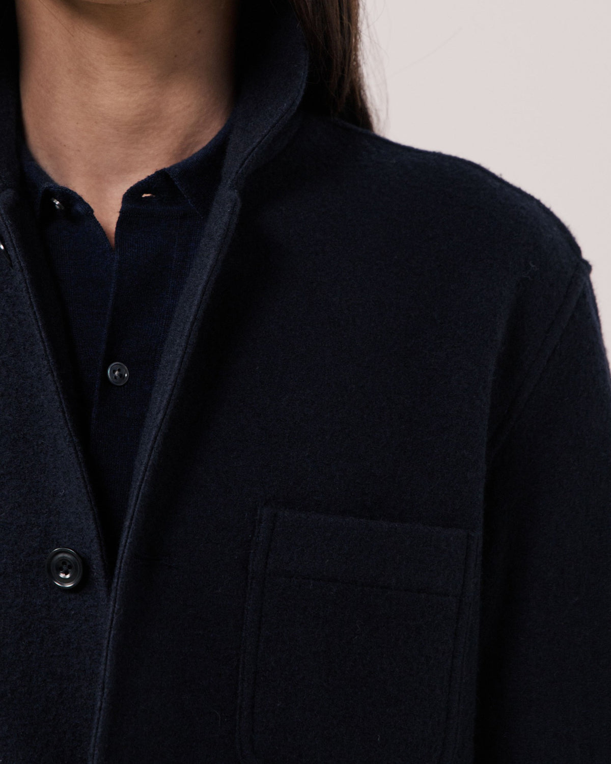 100% Wool Knitted Jacket - Navy