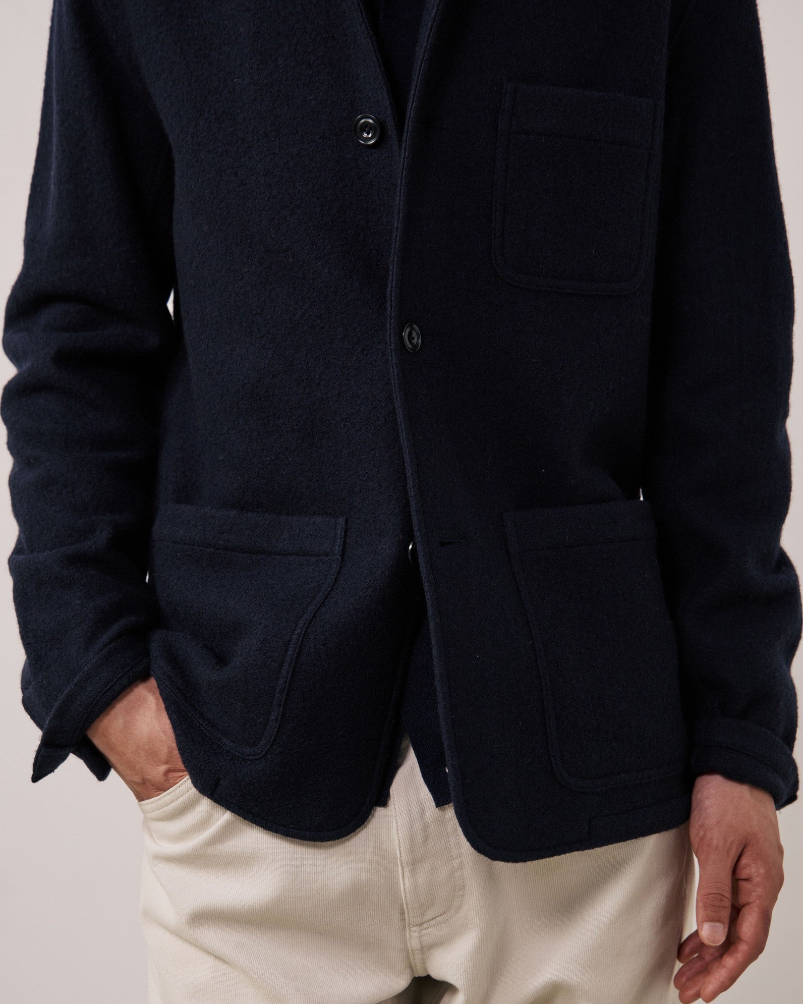 100% Wool Knitted Jacket - Navy