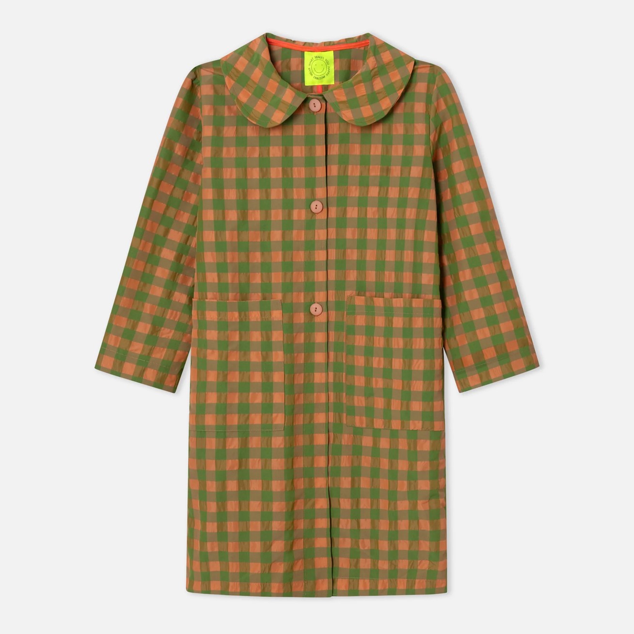 Billy Check Peter Pan Collar Jacket - Coral
