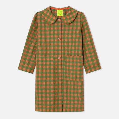Billy Check Peter Pan Collar Jacket - Coral