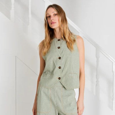 Birgitte Waistcoat Shell Top - Green