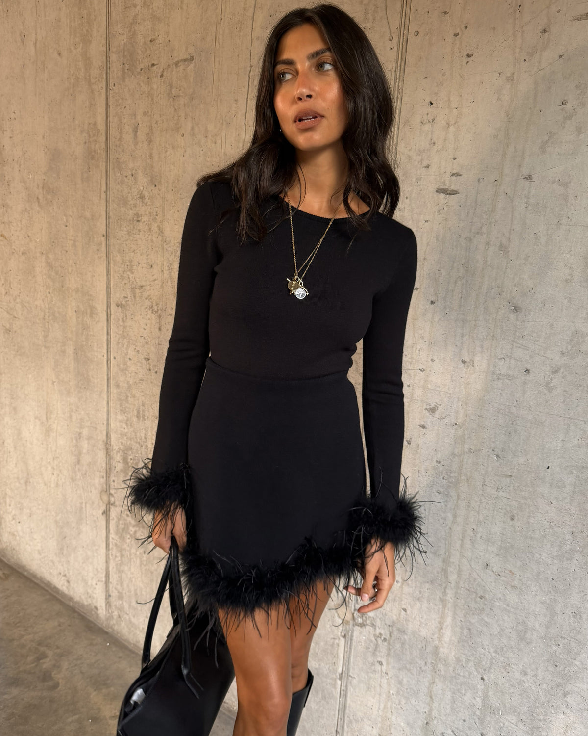 Feather Bodysuit - Black