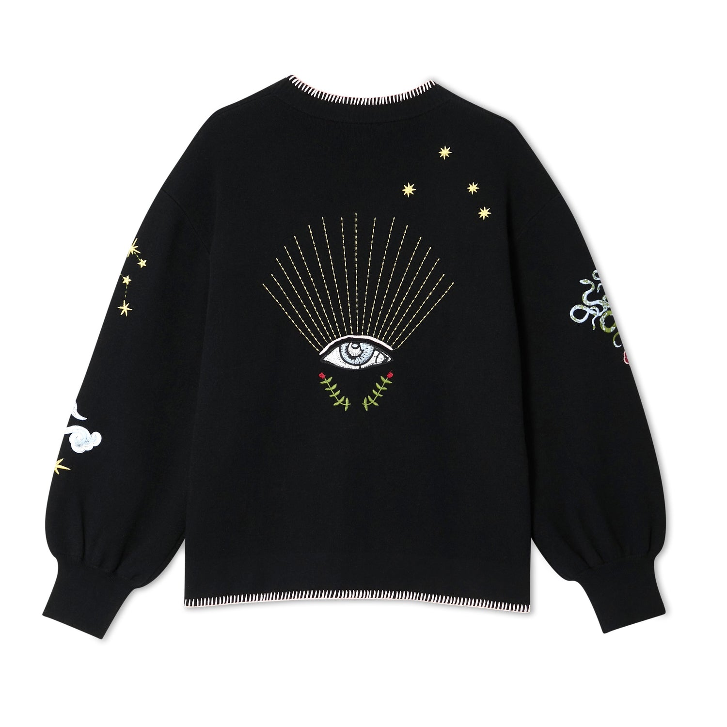 Black Night Garden Knit Cardigan - Black