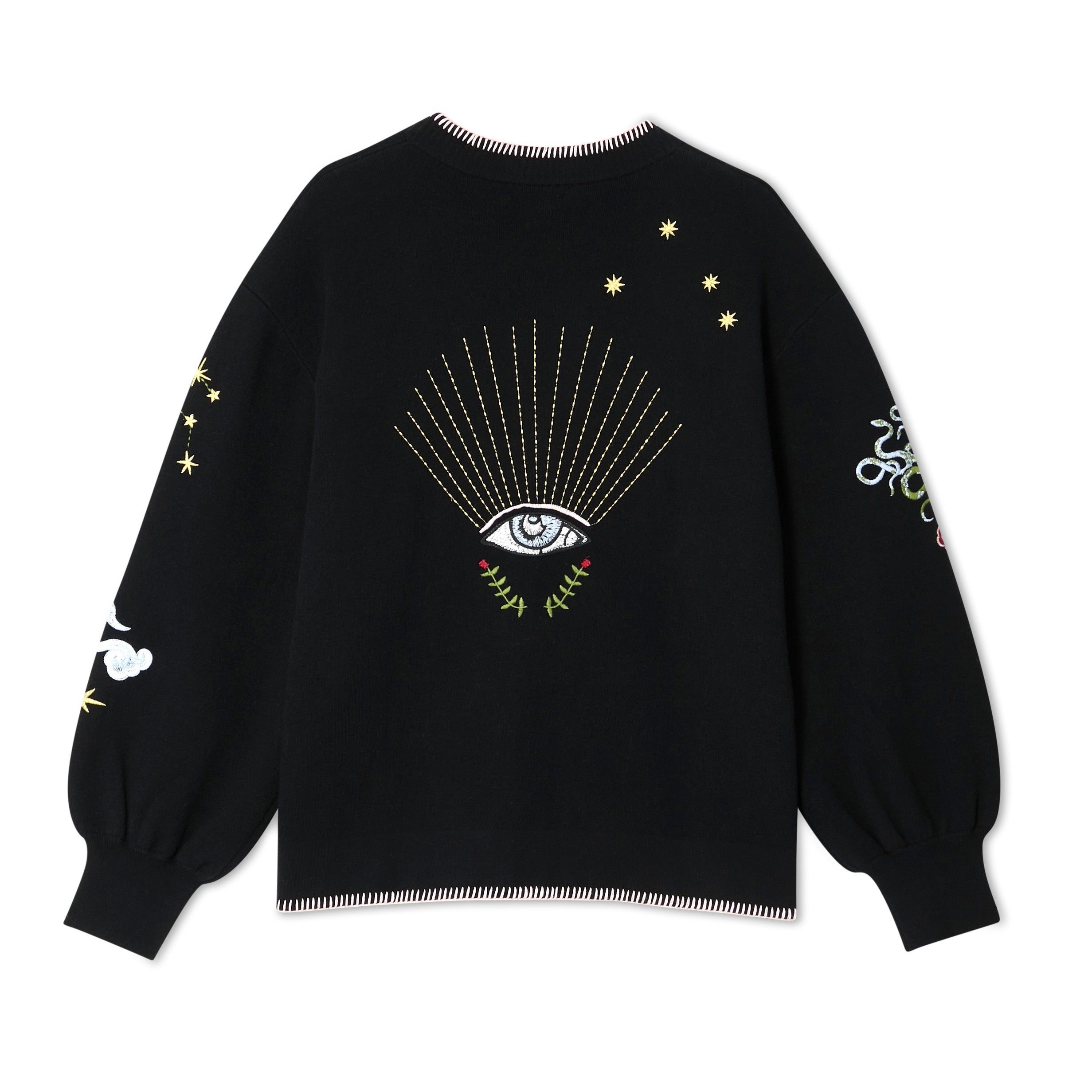 Black Night Garden Knit Cardigan - Black