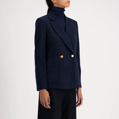 Blazer - Brown And Blue Houndstooth