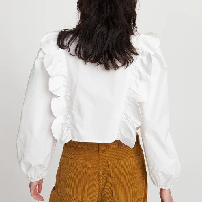 Blouse With Scallops And Embroideries - White