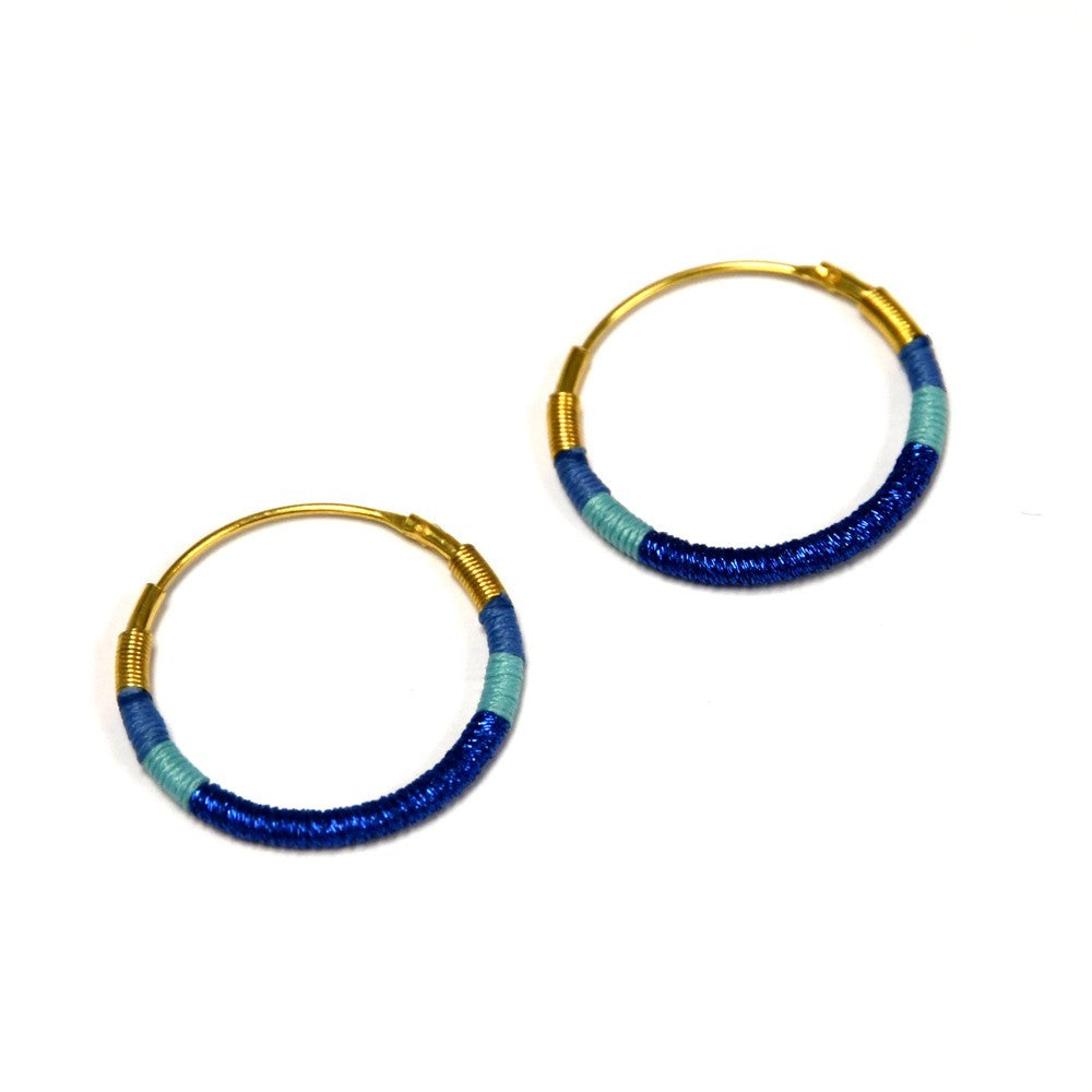 Wrapped Hoop Earrings - Blue