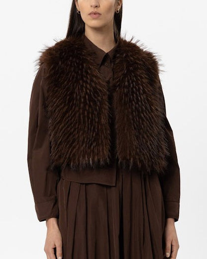 Boho Faux Fur Gilet - Marone
