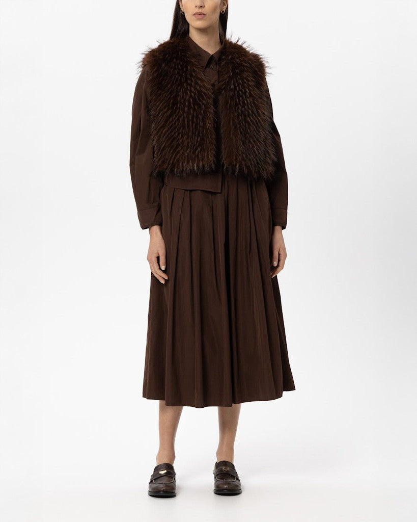 Boho Faux Fur Gilet - Marone