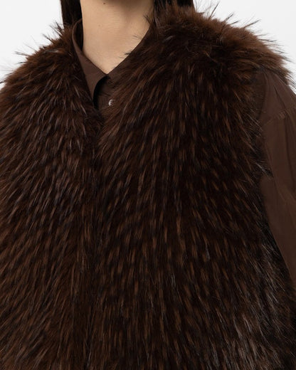 Boho Faux Fur Gilet - Marone