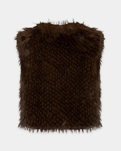 Boho Faux Fur Gilet - Marone