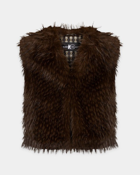 Boho Faux Fur Gilet - Marone