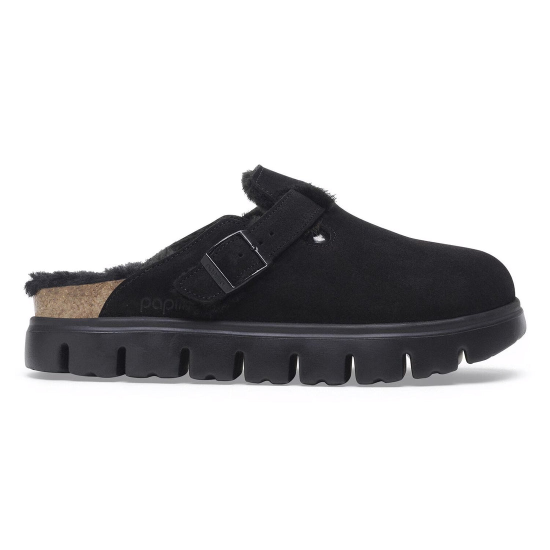 Boston Pap Chunky Shearling Suede Leather/Fur - Black
