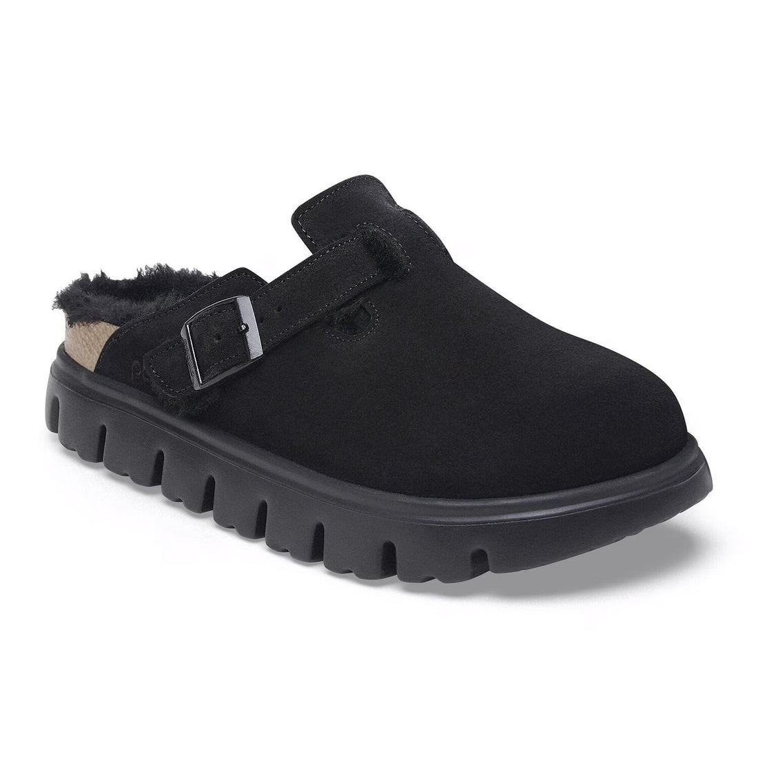 Boston Pap Chunky Shearling Suede Leather/Fur - Black