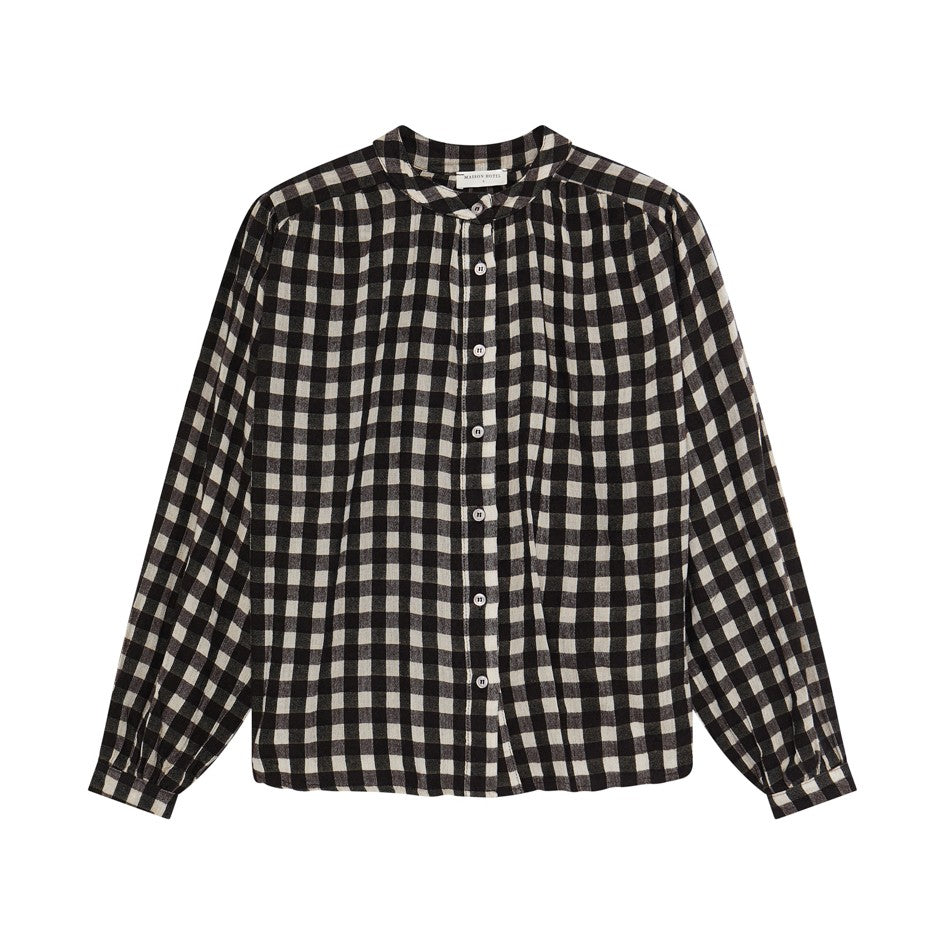 Rebecca Check Blouse - Chocolate