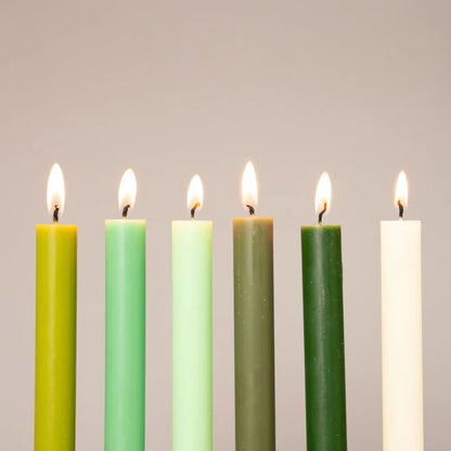 Box Of 12 Dining Candles - Spring Greens