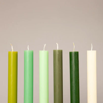 Box Of 12 Dining Candles - Spring Greens