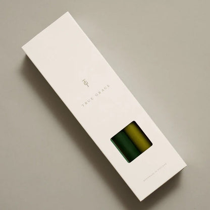 Box Of 12 Dining Candles - Spring Greens