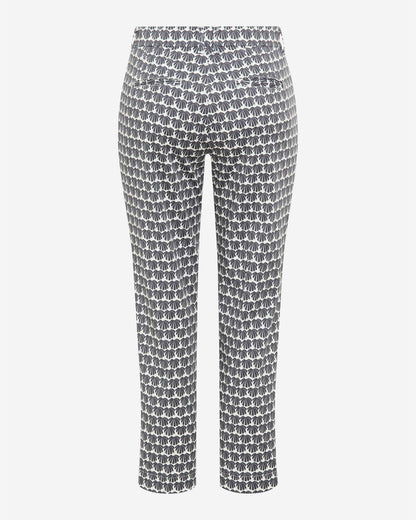 Mara Straight Leg Trousers - Navy/White Fan