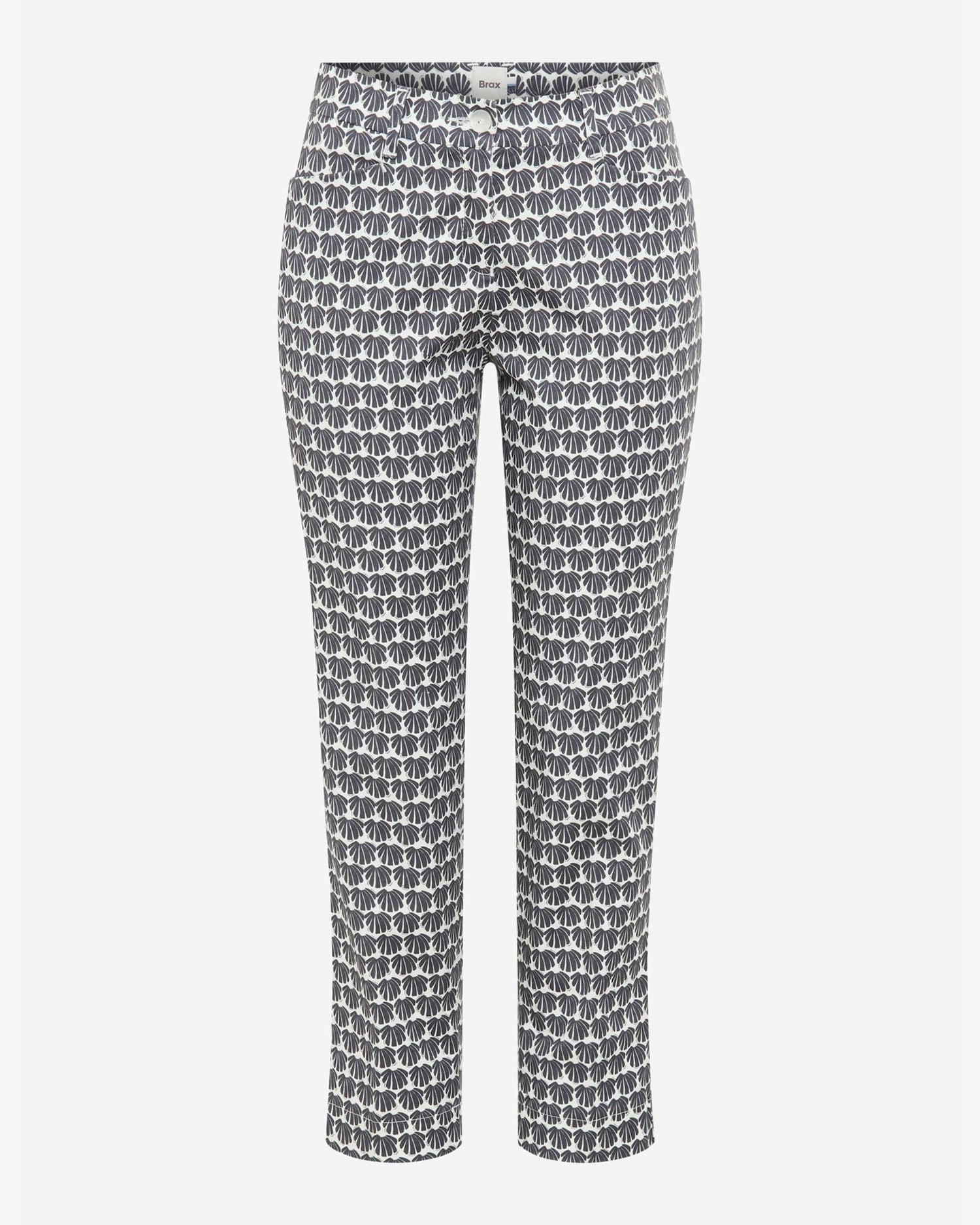 Mara Straight Leg Trousers - Navy/White Fan