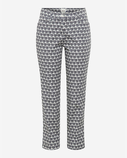Mara Straight Leg Trousers - Navy/White Fan