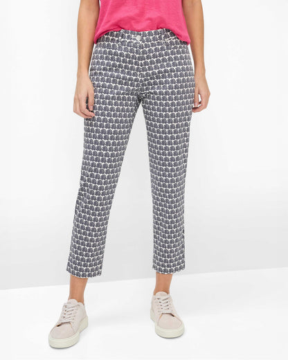 Mara Straight Leg Trousers - Navy/White Fan